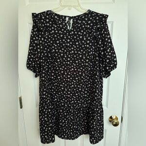 H&M Black Dress with White Floral Pattern